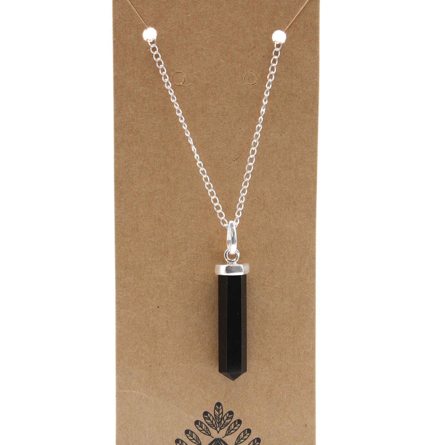Crystal Classic Point Pendant - Black Agate