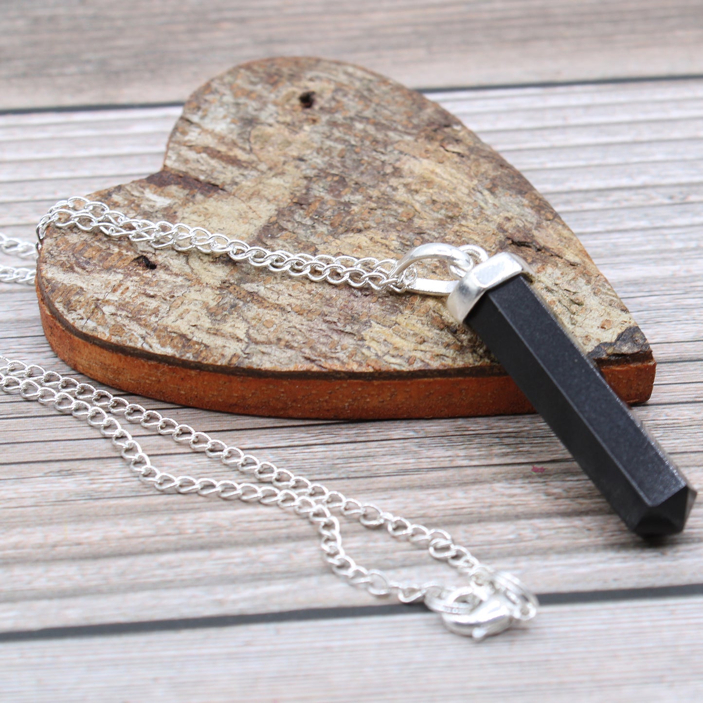 Crystal Classic Point Pendant - Black Agate