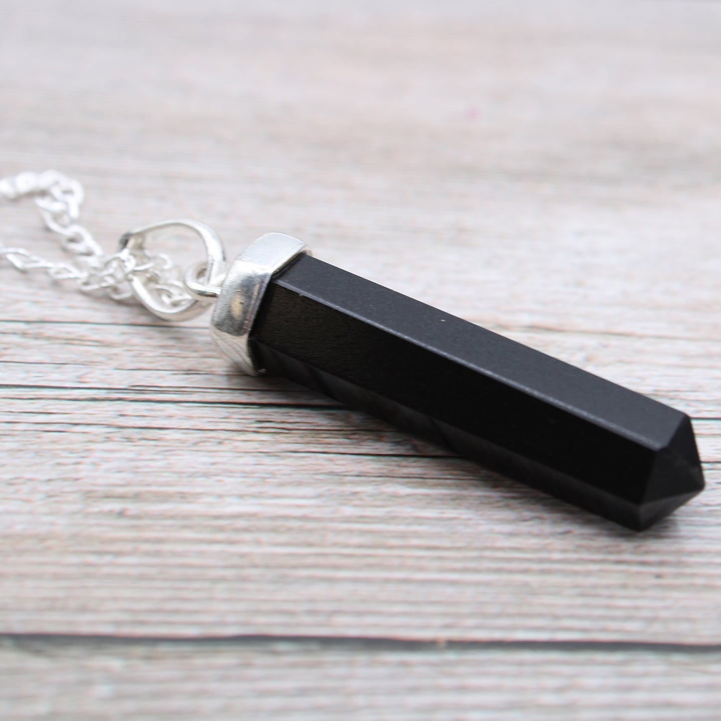 Crystal Classic Point Pendant - Black Agate