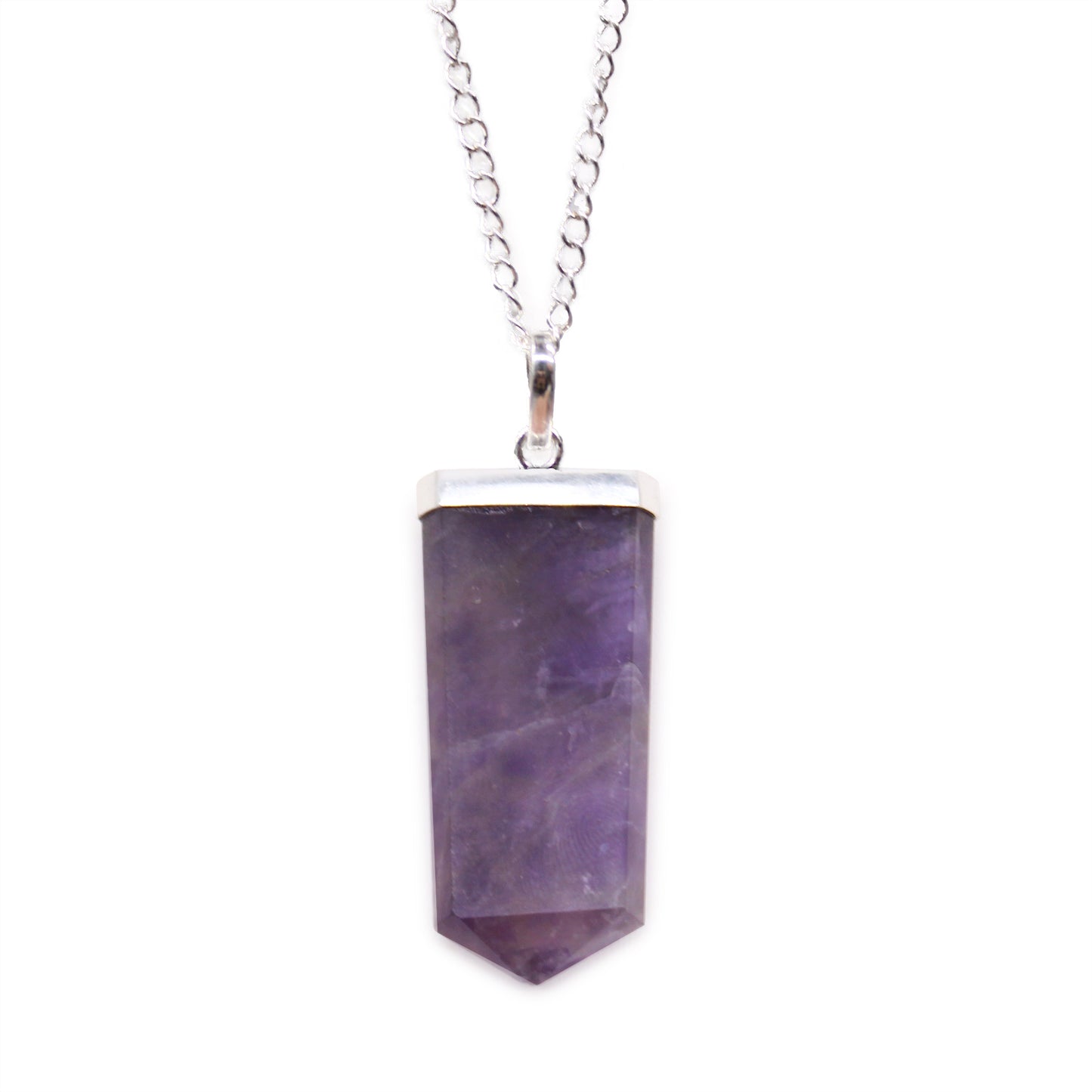 Crystal Flat Pencil Pendant - Amethyst
