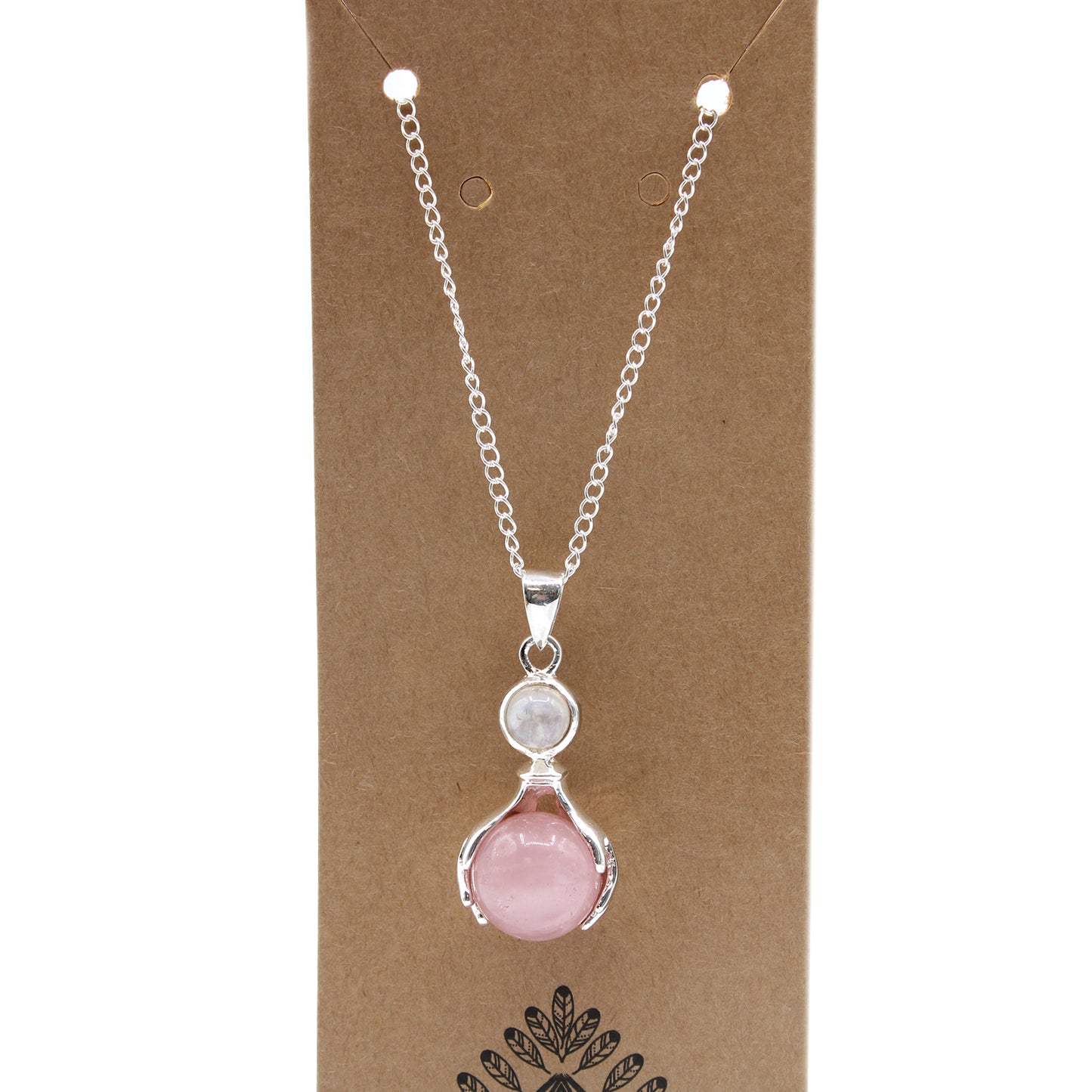 Crystal Healing Hands Pendant - Rose Quartz