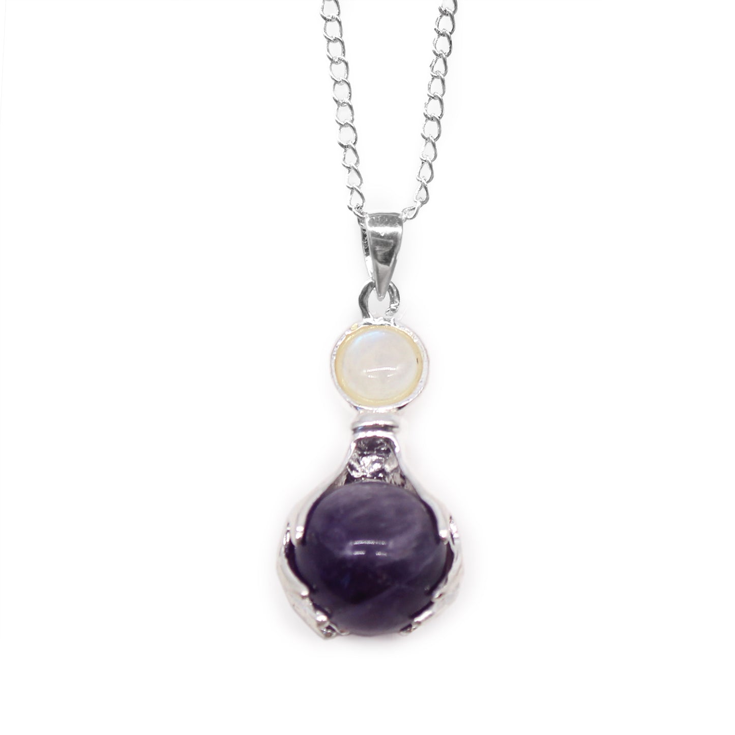 Crystal Healing Hands Pendant - Amethyst