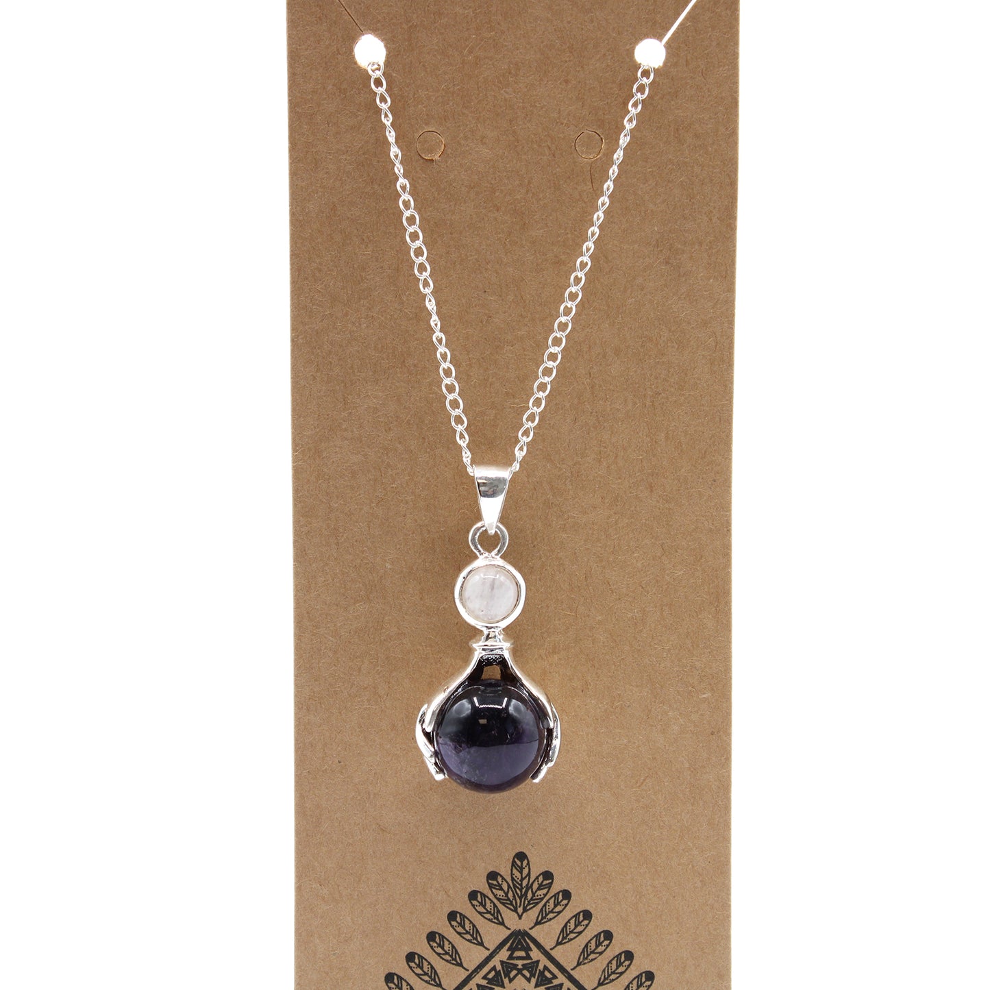 Crystal Healing Hands Pendant - Amethyst