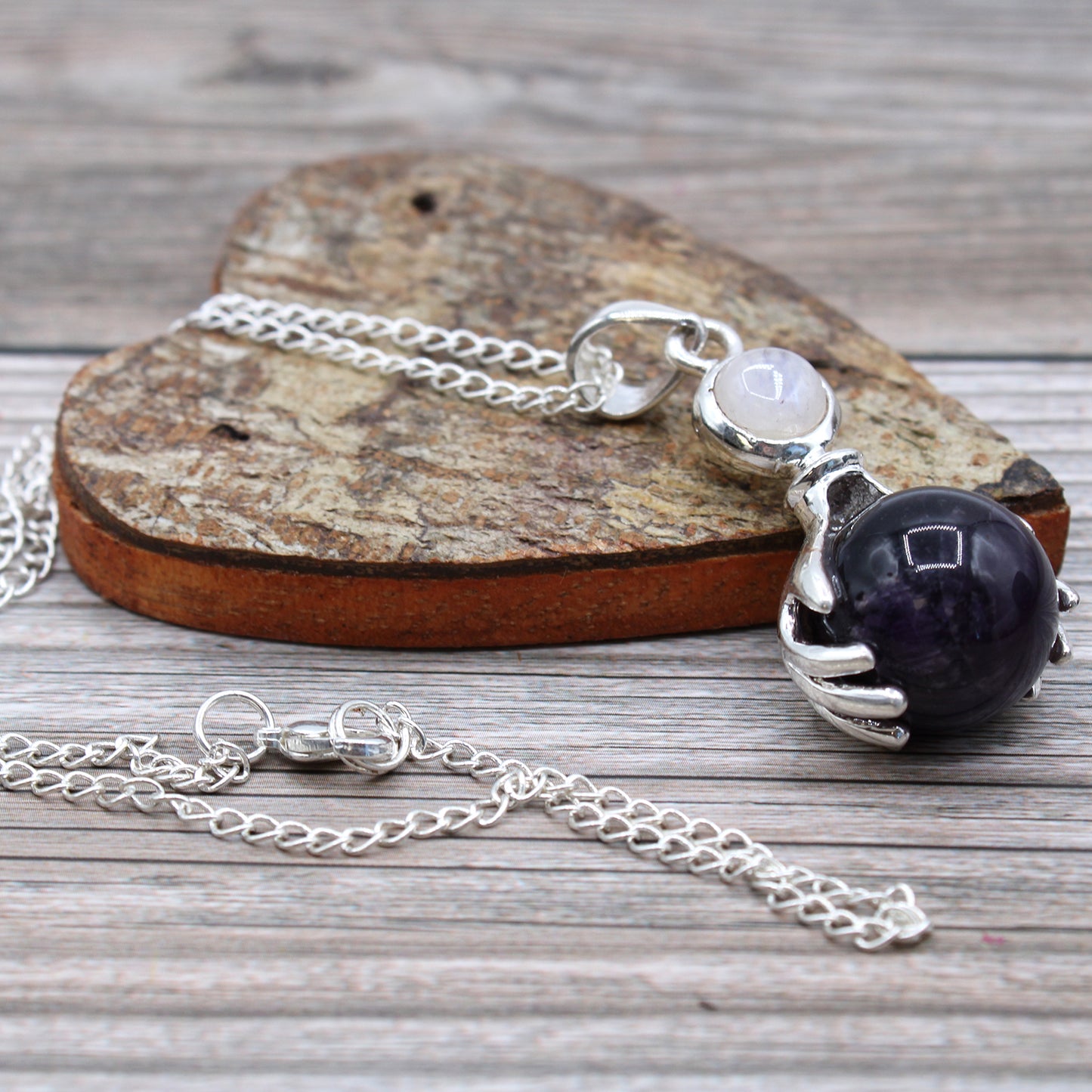 Crystal Healing Hands Pendant - Amethyst