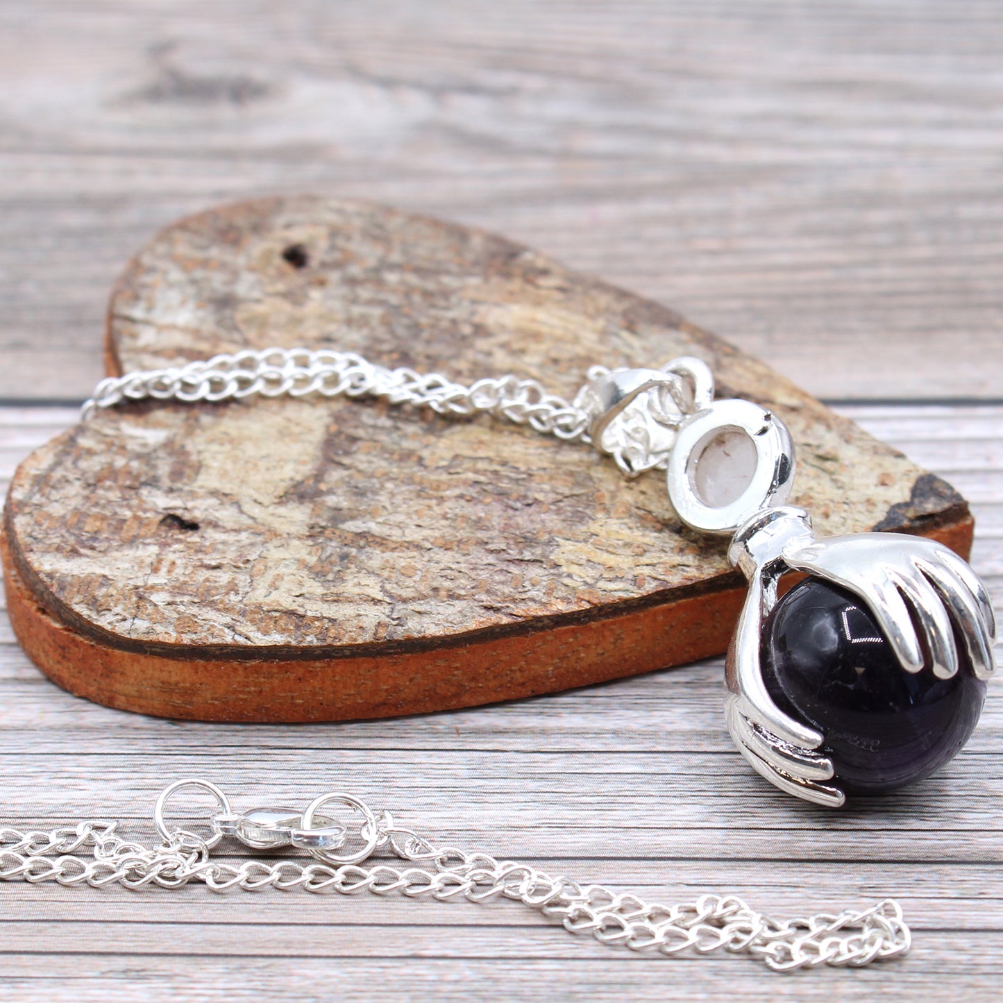 Crystal Healing Hands Pendant - Amethyst