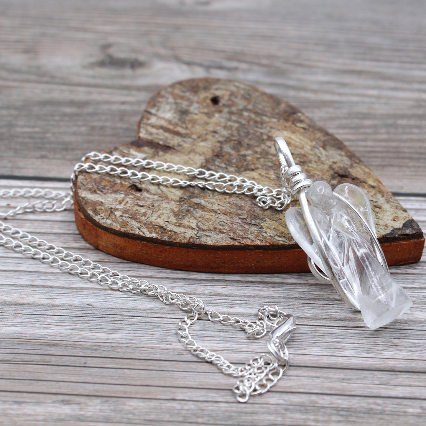 Crystal Guardian Angel Pendant - Rock Quartz