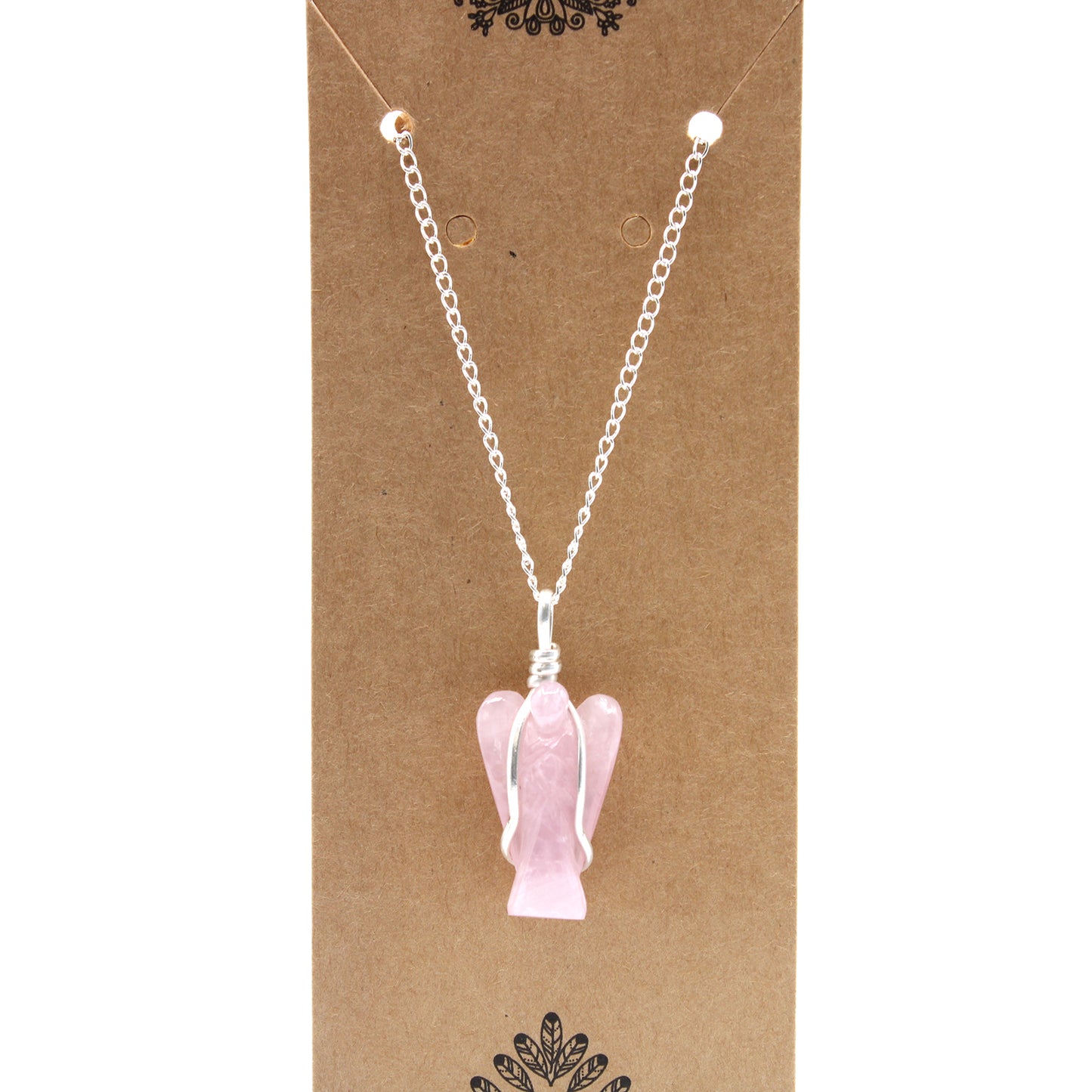 Crystal Guardian Angel Pendant - Rose Quartz