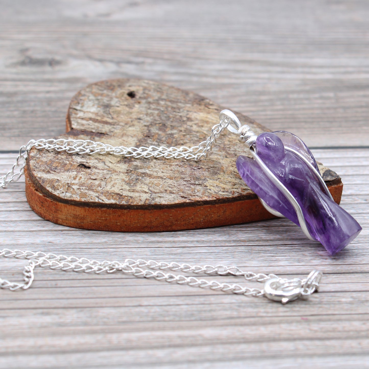 Crystal Guardian Angel Pendant - Amethyst