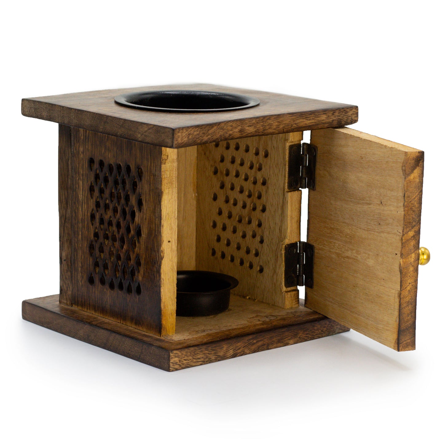 Large Mango Wood Box Oil Burner - Tree of life Design