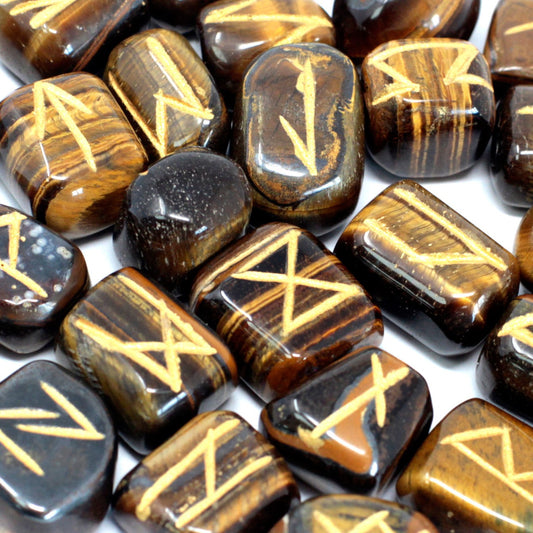 Tiger Eye Runes in Pouch - Harness Ancient Wisdom & Grounding Energy