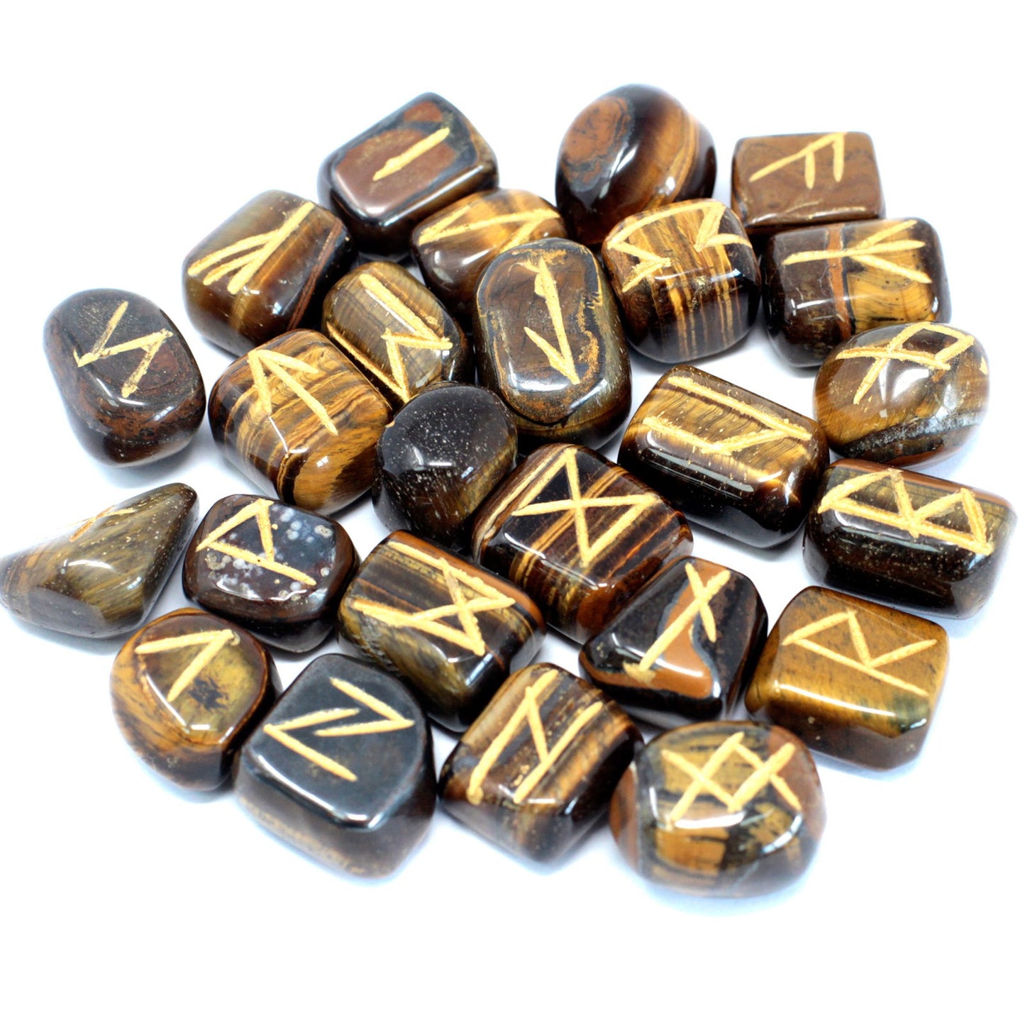 Tiger Eye Runes in Pouch - Harness Ancient Wisdom & Grounding Energy