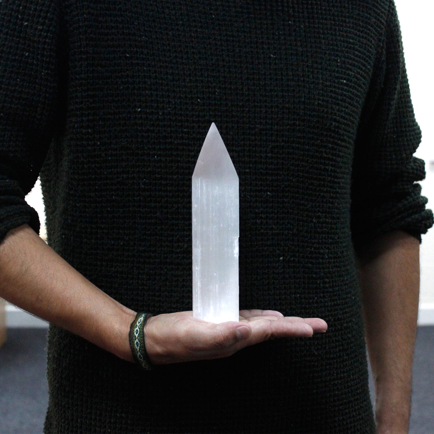 Selenite Pencil Point Tower - 20 cm | Natural Healing Crystal from Morocco