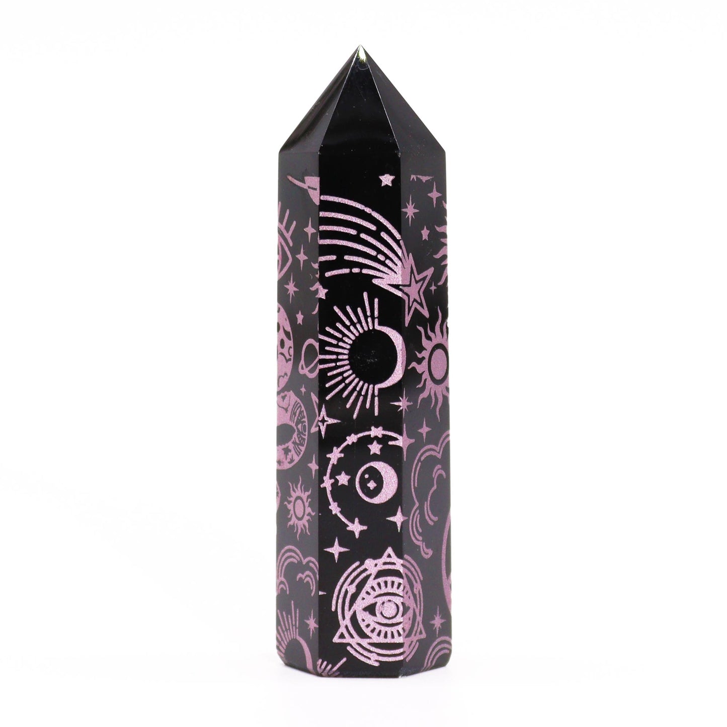 Black Obsidian Point - Mystic Story - Rose Pink