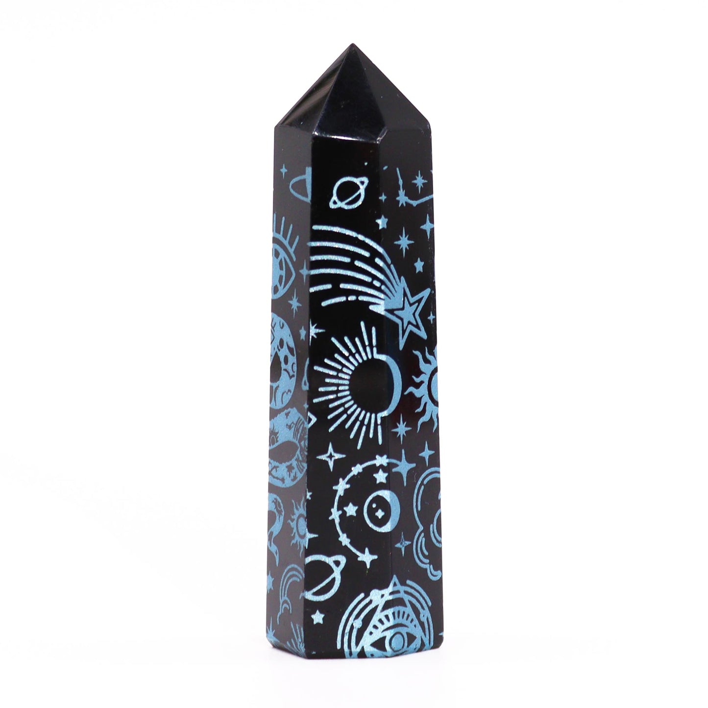 Black Obsidian Points - Mystic Story - Sky Blue