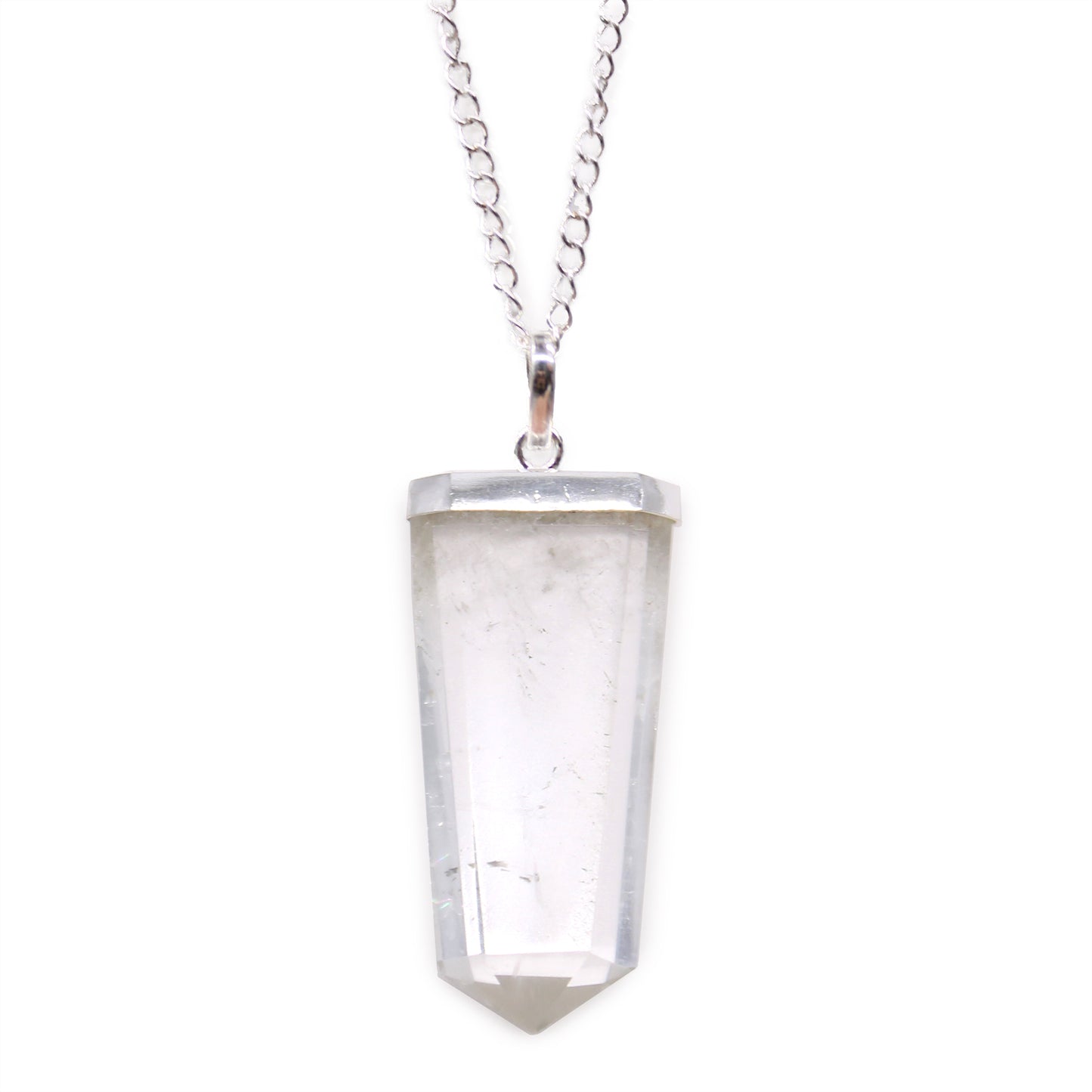 Crystal Flat Pencil Pendant - Rock Quartz