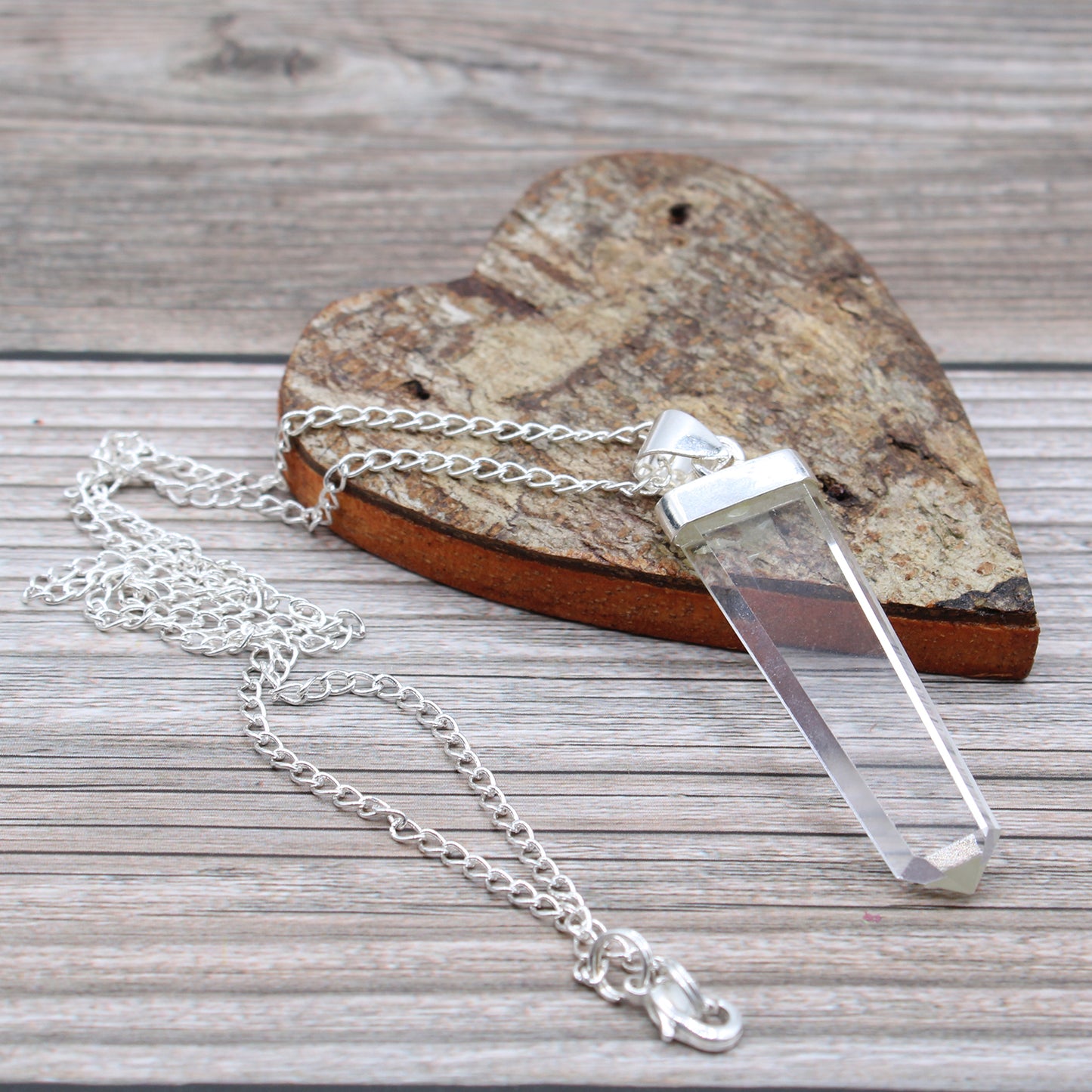 Crystal Flat Pencil Pendant - Rock Quartz