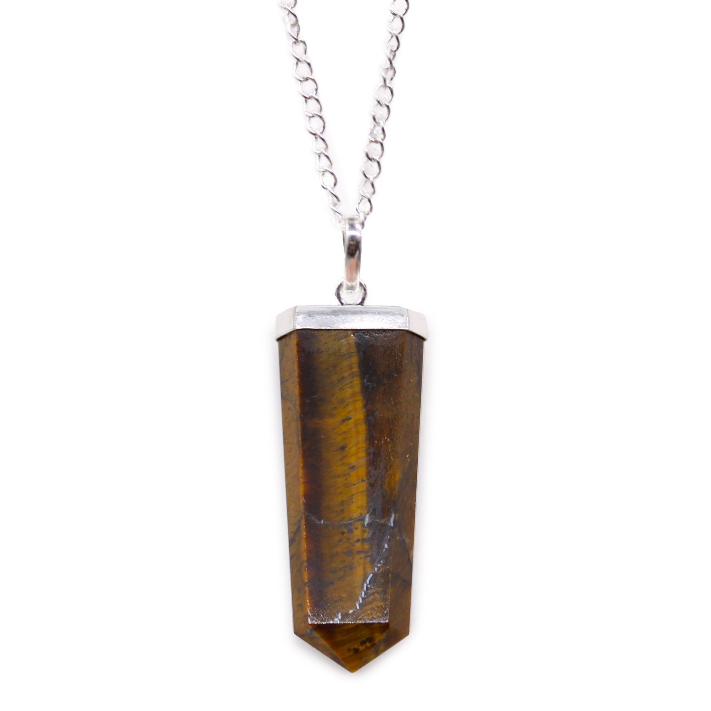 Crystal Flat Pencil Pendant - Tiger Eye