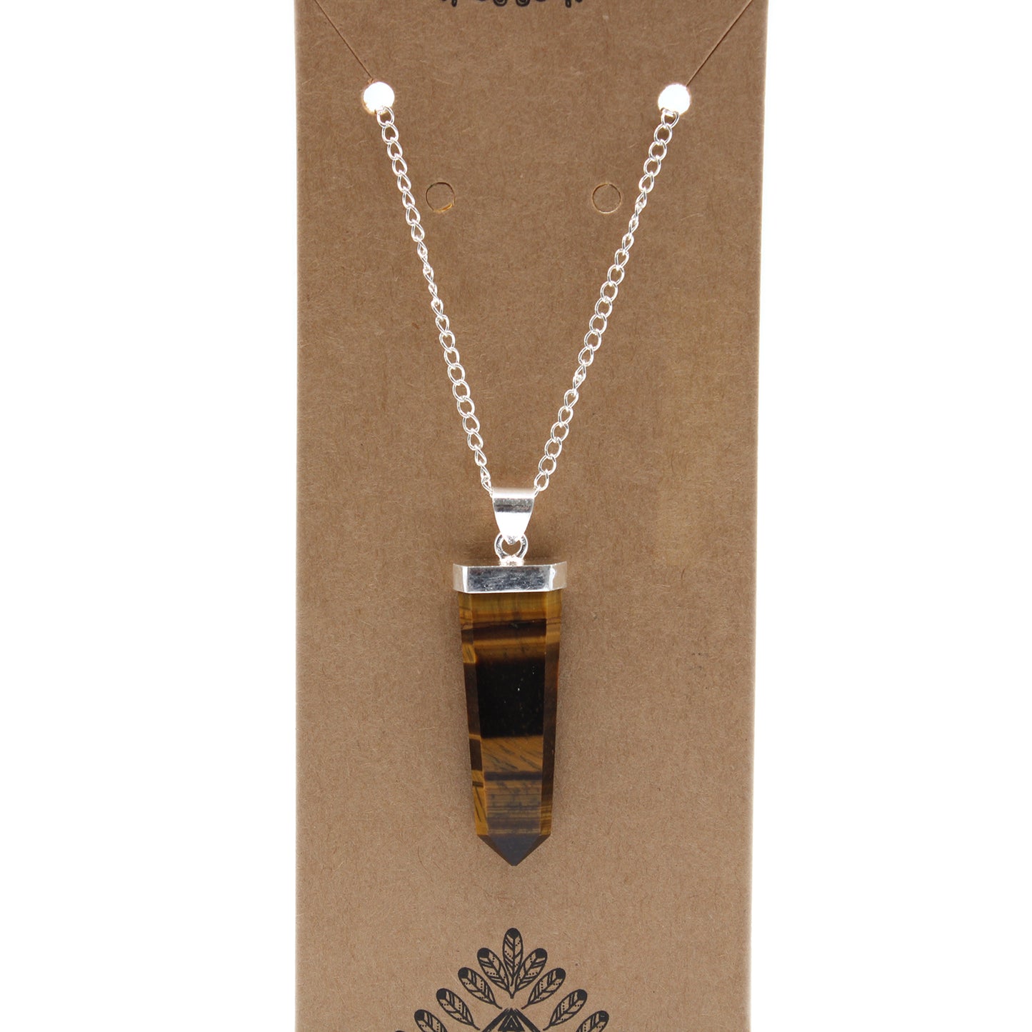 Crystal Flat Pencil Pendant - Tiger Eye