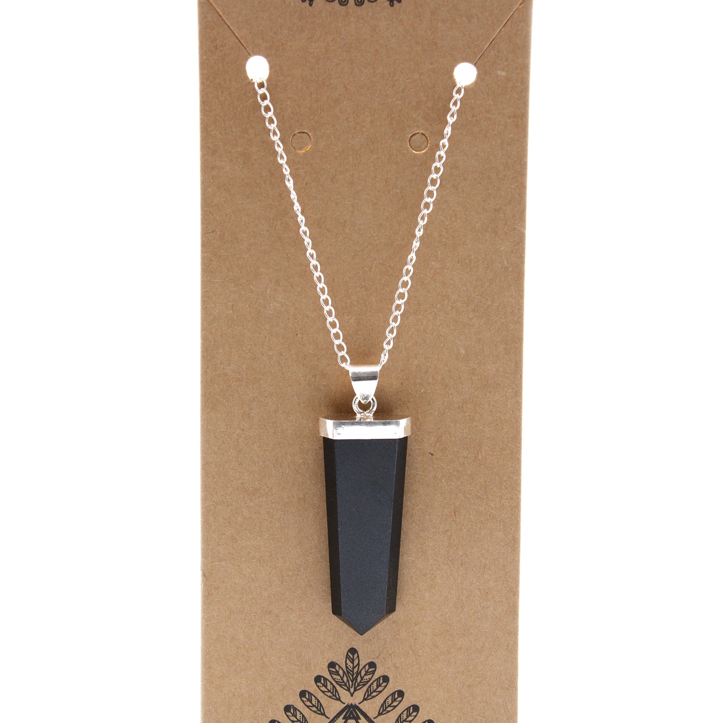 Crystal Flat Pencil Pendant - Black Agate