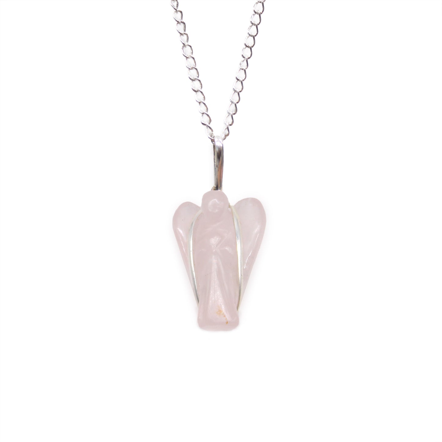 Crystal Guardian Angel Pendant - Rose Quartz