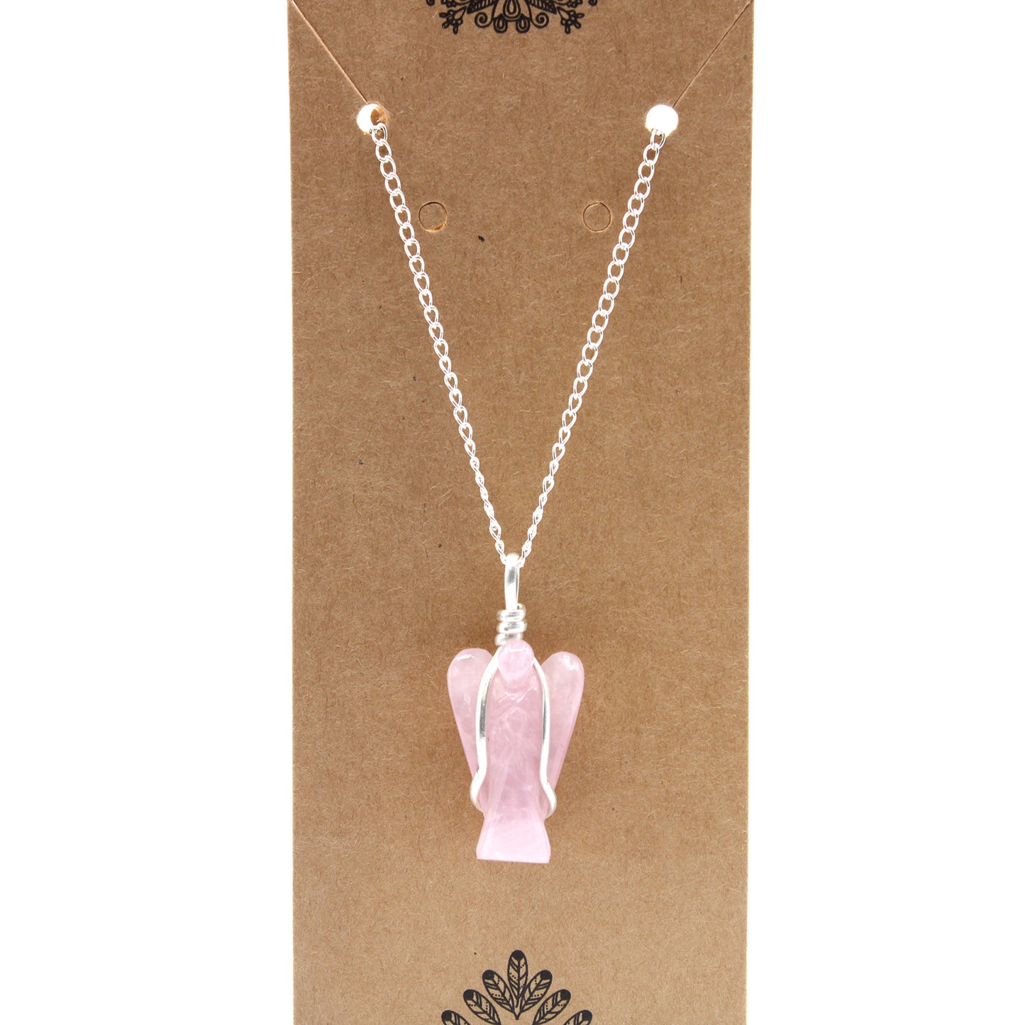 Crystal Guardian Angel Pendant - Rose Quartz