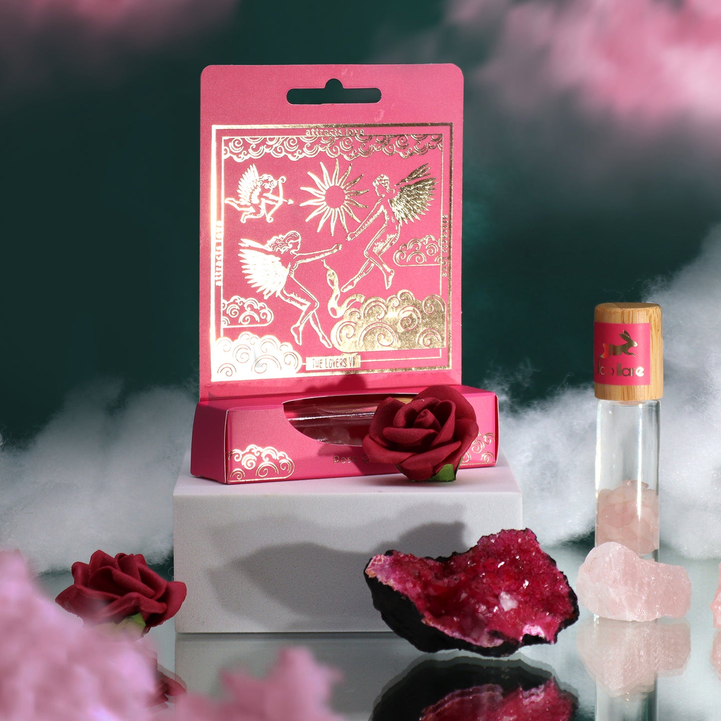 Tarot Roll On - The Lovers: Ignite Passion with Rose Quartz & Enchanting Fragrances