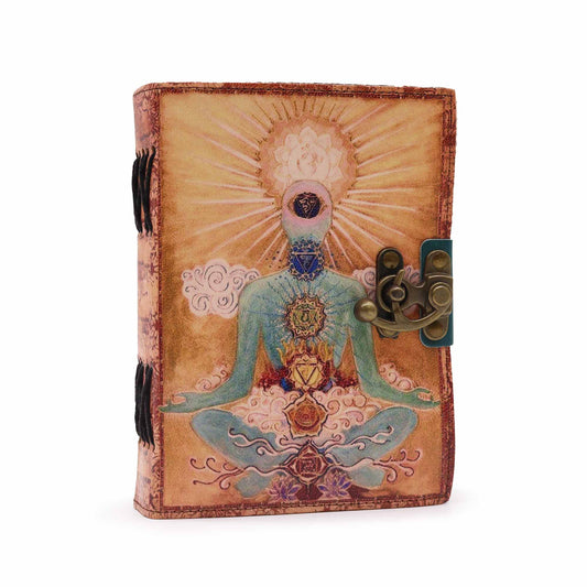 Leather "Buddha Seven Chakra" Deckle-edge Notebook