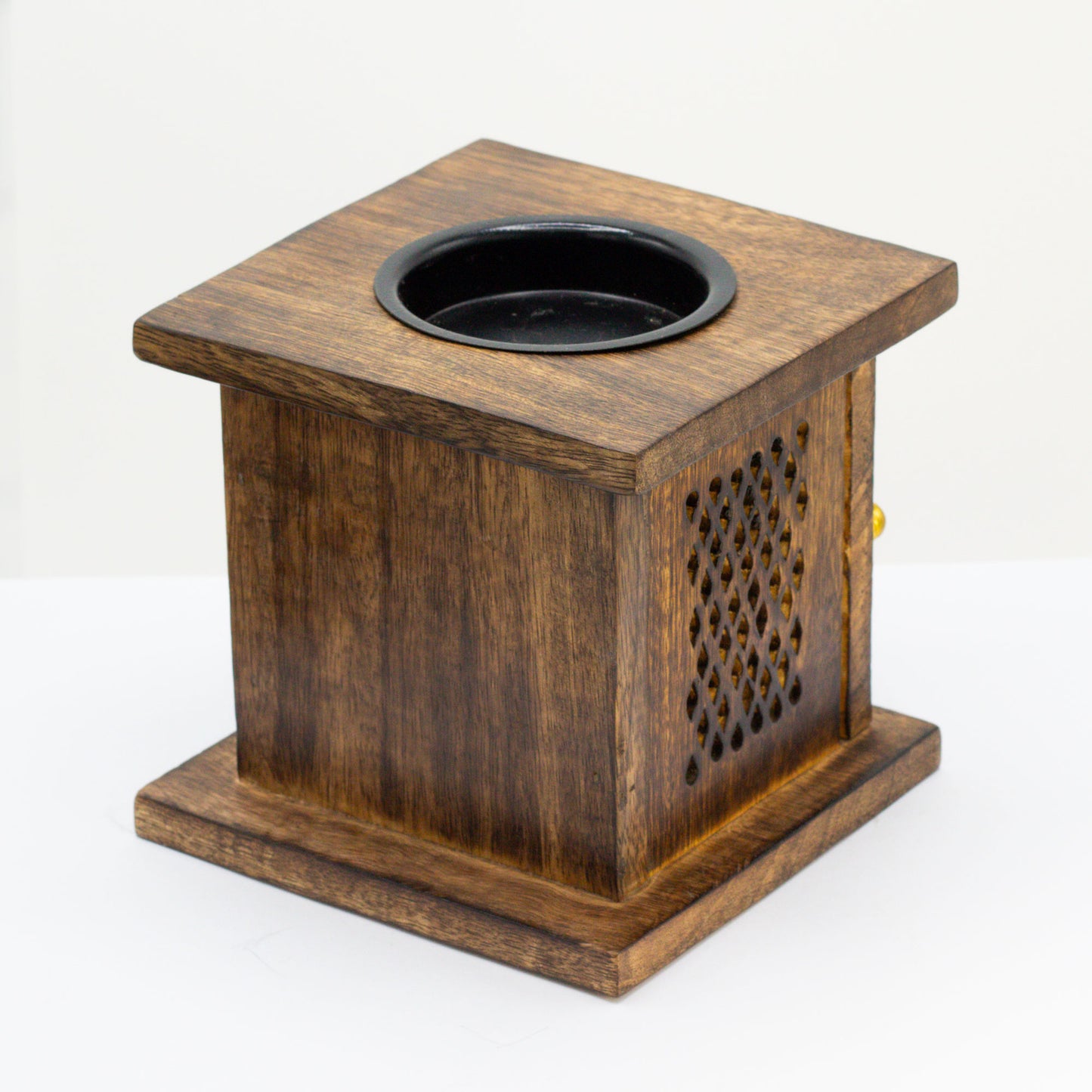 Large Mango Wood Box Oil Burner - Elephant Design