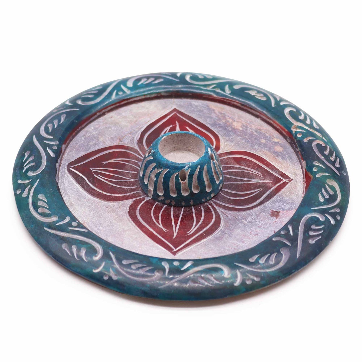 Soapstone Disc Incense Holder - Four Petal (cone & incense holder)